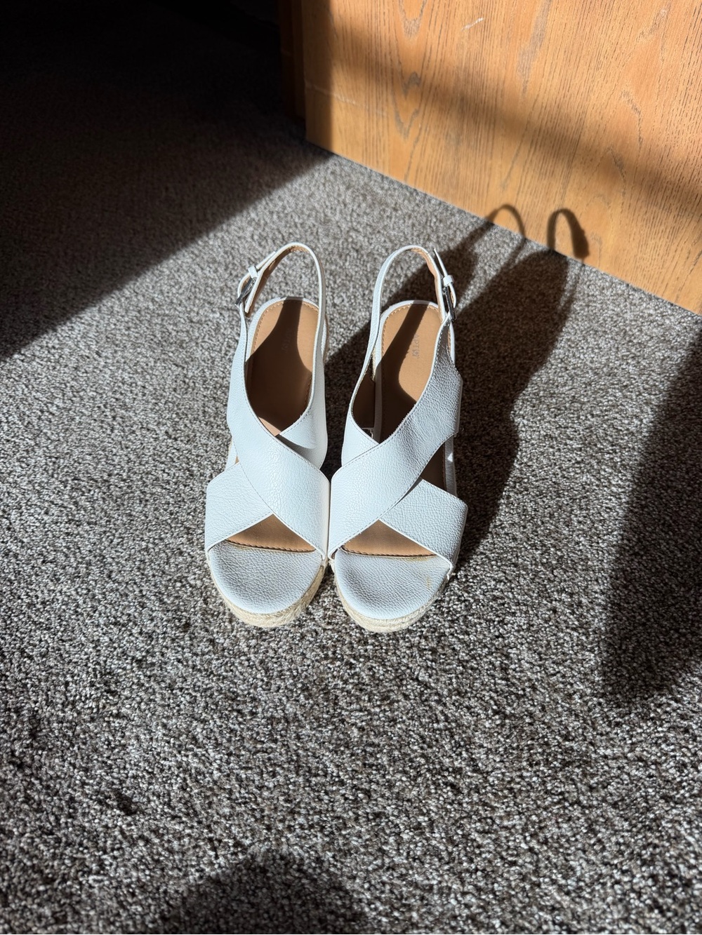 Apt. 9 White Crisscross Slingback Espadrille Wedges